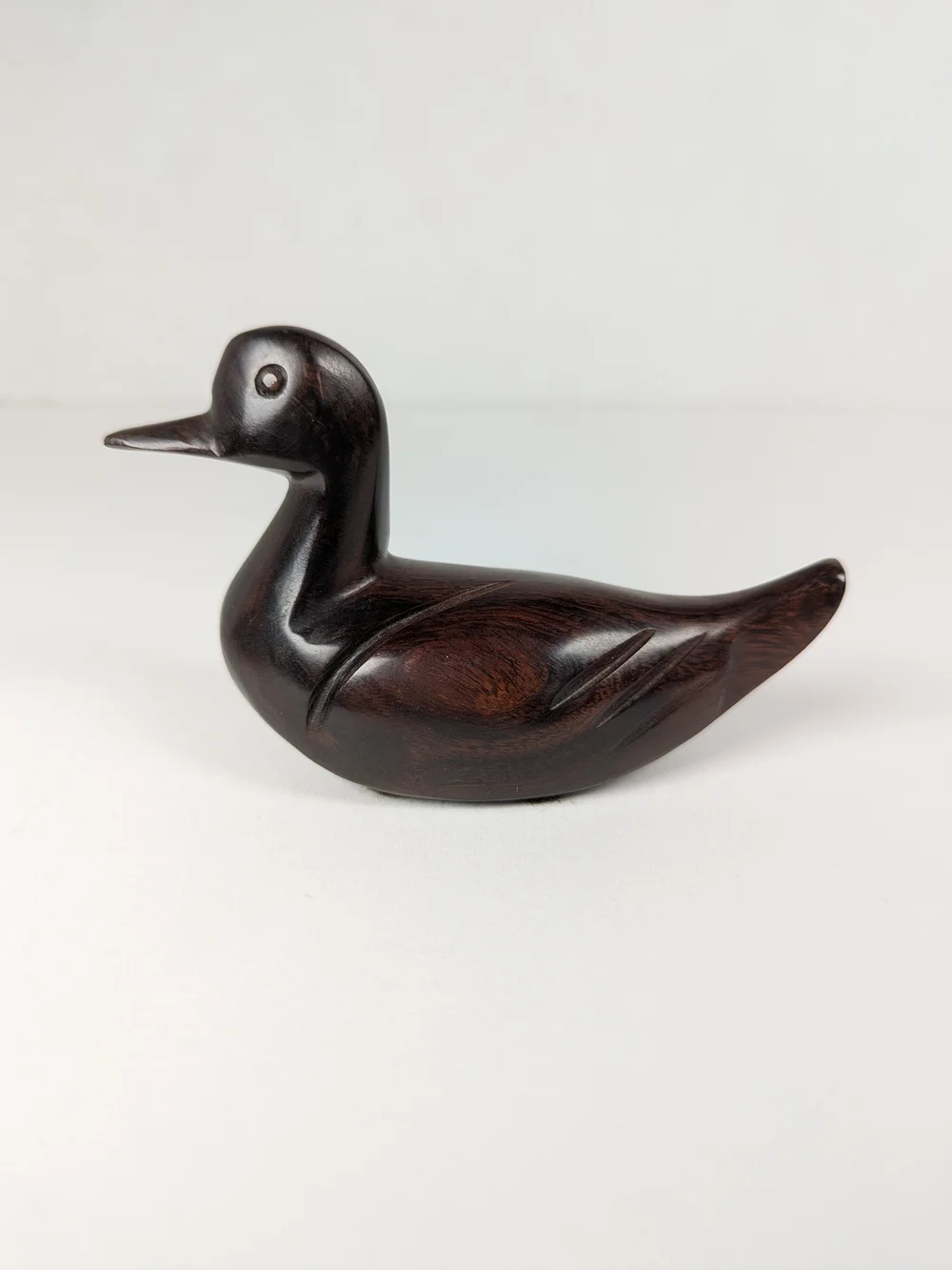 Vintage Set of 3 Carved Wooden Ducks Dark Hardwood Chinese 9
